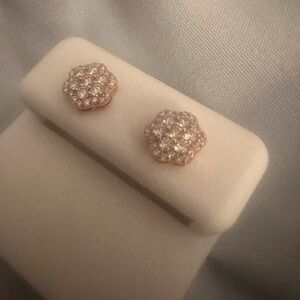 Sterling silver moissanite rose Gold honeycomb Earrings